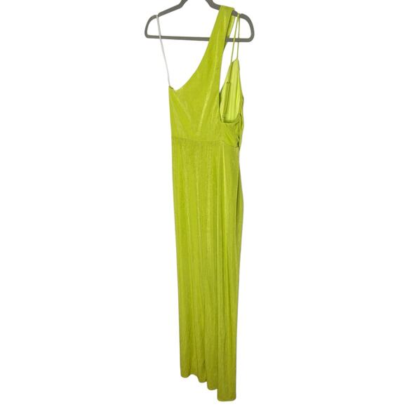 Katie May A Cut Above Gown One Shoulder Cut Out Side Slit Chartreuse Neon Gala S - Picture 11 of 12